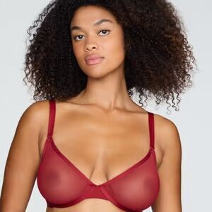 CUUP Plunge Mesh Bra in Scarlett Red, Size 36A NEW w/TAG